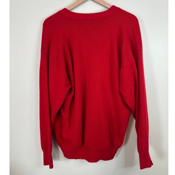 Neiman Marcus Cashmere Red Cardigan Sweater XL - Picture 2 of 6